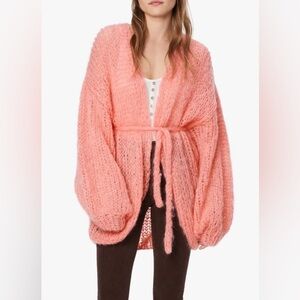 NWT MAIAMI Mohair Oversized V Cardigan - Coral , XS
